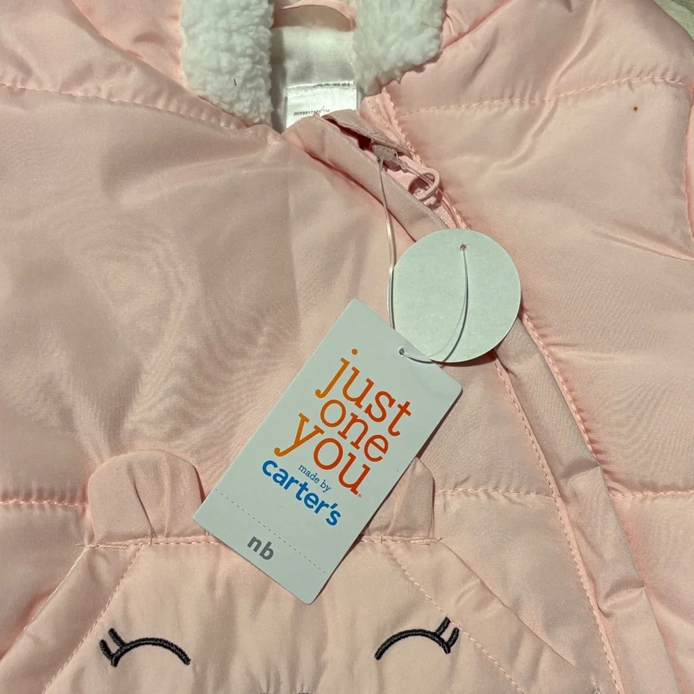 Carter's Pink Hooded Baby Snowsuit - Picture 3 of 5
